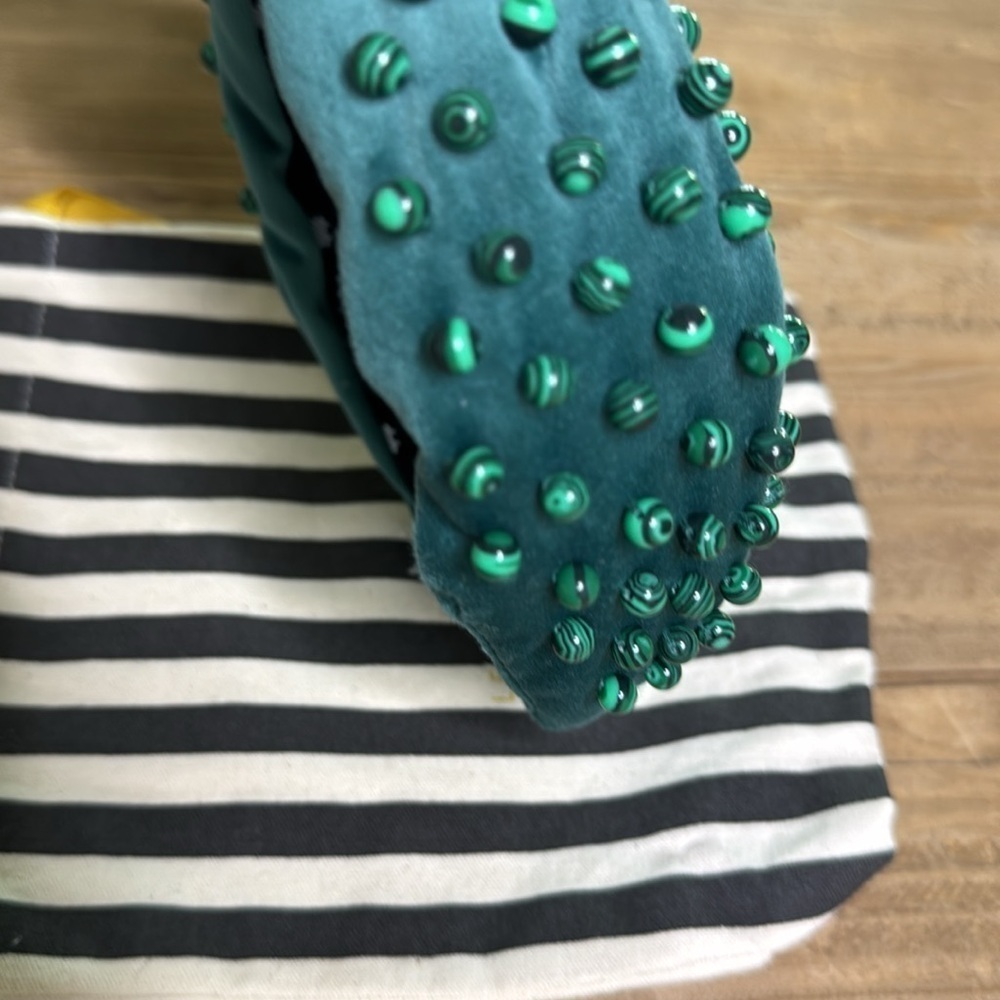 Lele Sadoughi Headband Emerald Green with Beads - Picture 4 of 4